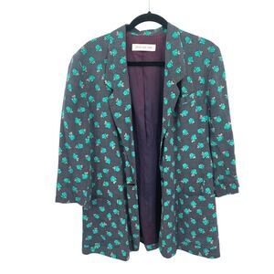 Vintage Floral Polka Dot Blazer Womens Soft Structured Retro Preppy Statement